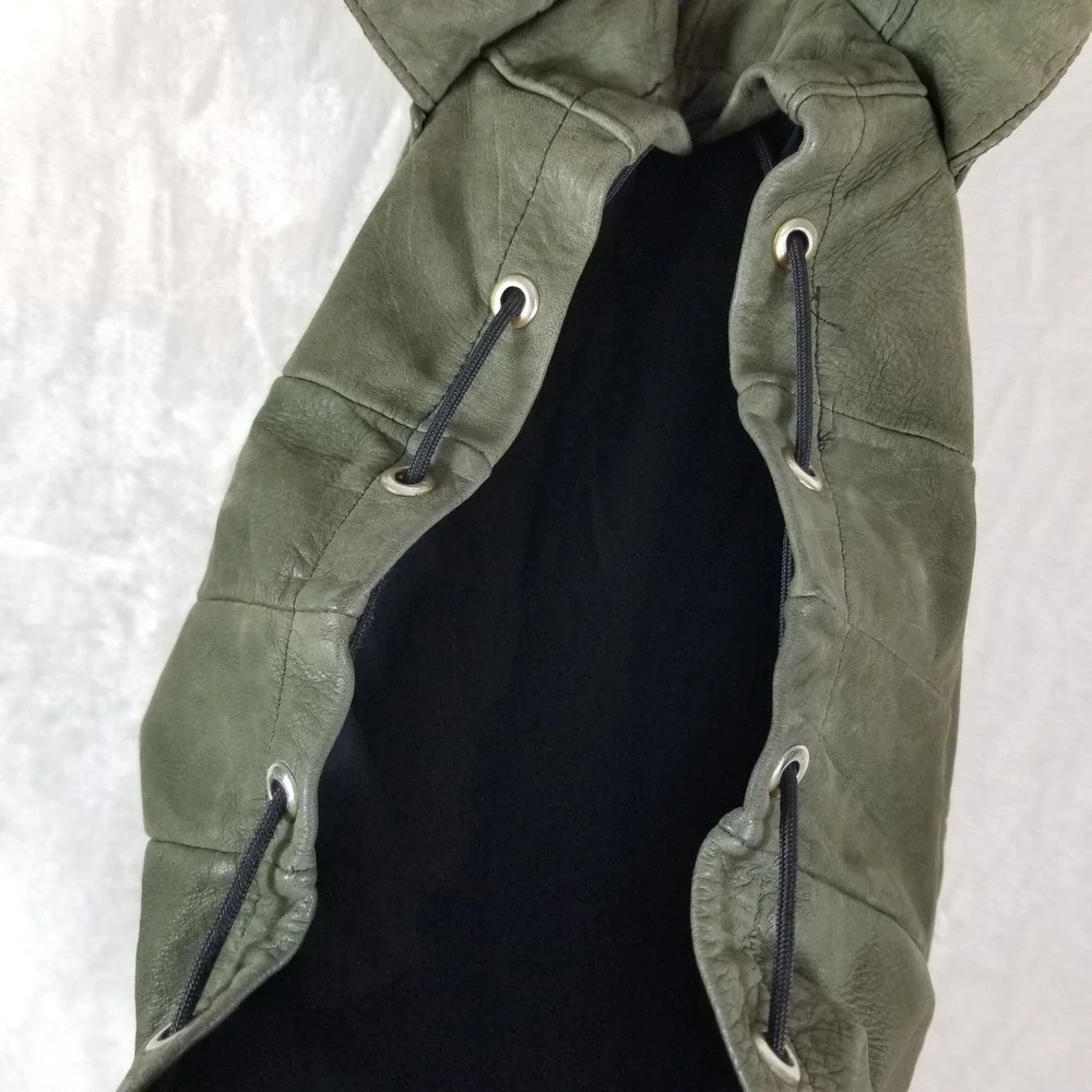 VTG‎ Nike Leather Backpack Olive Green Rucksack Swoosh Logo Bag